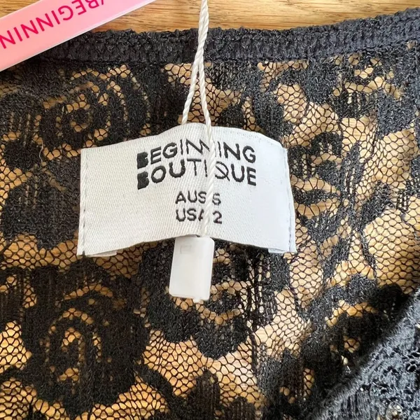 Beginning Boutique Aneira Lace Tank Mini Dress in Black - Image 4