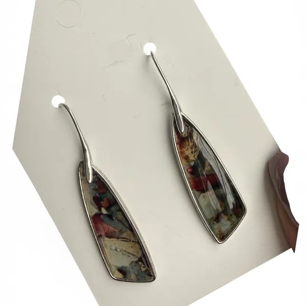 Elegant Silver and Multicolor Dangle Earrings - Image 2