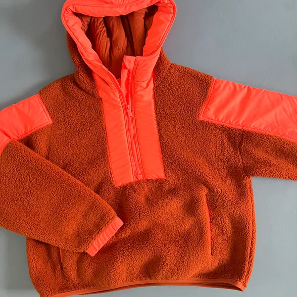 Free People Movement Lead The Pack Neon Coral Combo Pullover Fleece Jacket - Image 8