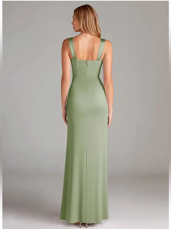 Azazie Denice Sheath Pleated Stretch Satin Floor-Length Bridesmaid Dress Size‎ 8 - Image 2