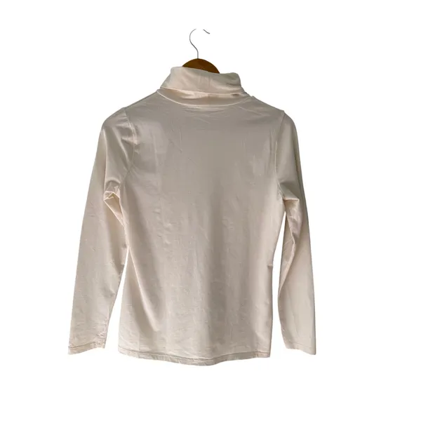 Talbots Petite Turtleneck Tee Small Petite Ivory White Cotton Stretch Long - Image 2