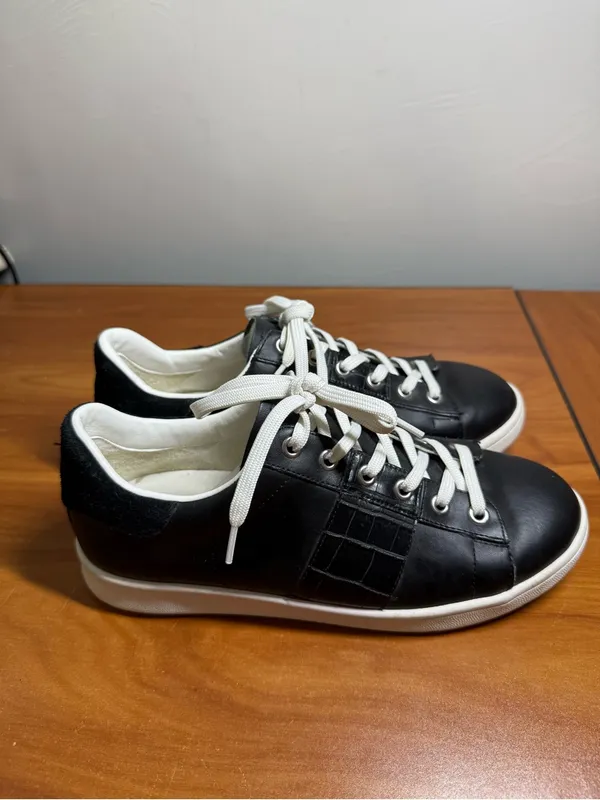 Sam Edelman Marquette Women’s Lace Up Fashion Sneaker Leather Black White 8/38 - Image 3