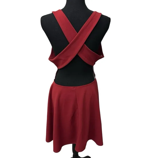 Bebe Size 2XL Burnt Orange‎ Sleeveless V-neck Fit &Flare Dress Backless - Image 3