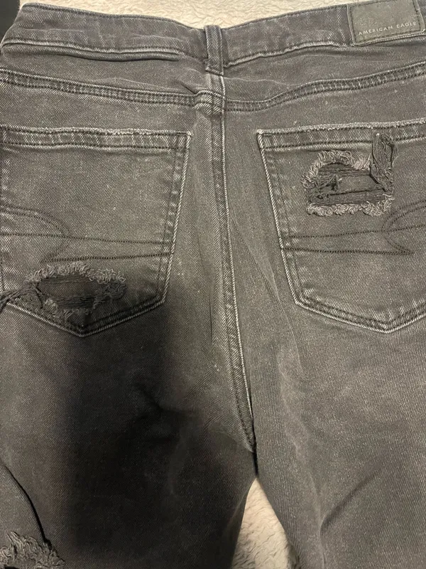 Black American Eagle Mom Jeans Ripped - Image 7