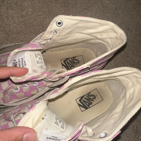 Vans Pink and White Checkered Sneakers - Image 5