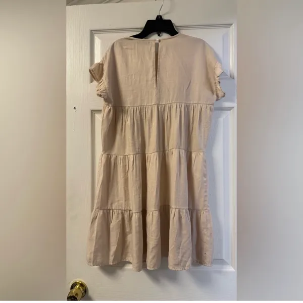 SHEIN Beige Tiered Ruffle Sleeve Mini Smock Dress - Size Small - Image 5