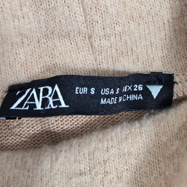 Zara Cozy‎ Crop Tan Mock neck Sweater size S - Image 8
