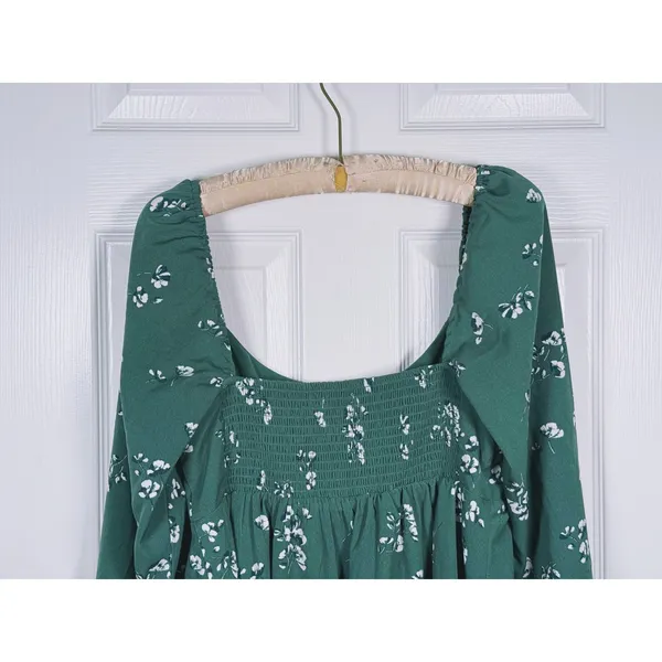 Abercrombie & Fitch Floral Babydoll Mini Dress Size LT Green Romantic Whimsical - Image 6