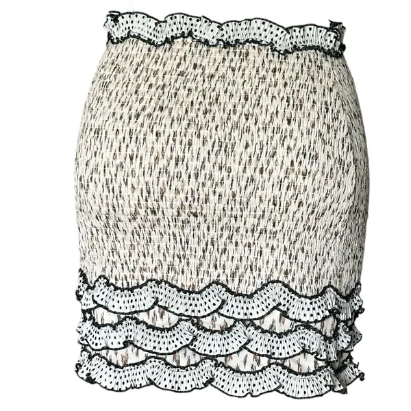 Elliatt Muse Cream Cheetah Animal Print Ruffled Bodycon Mini Skirt Womens Medium - Image 5