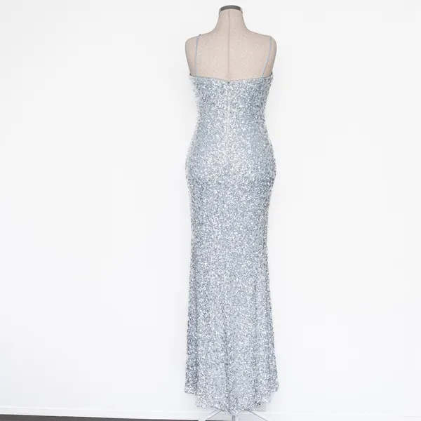 Betsy &‎ Adam - Ice Blue Sequined Floor Length Gown - Image 3