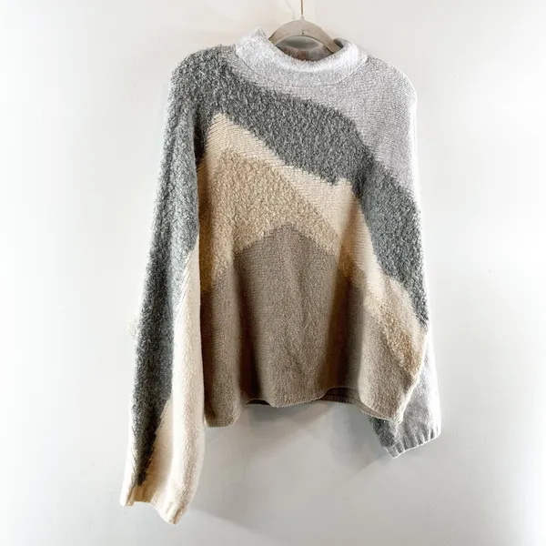 Abercrombie Long Sleeve Multicolor Neutrals Sweater Gray Tan Brown L / XL - Image 6