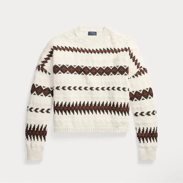 Polo Ralph Lauren Oversized Geometric-Motif Cropped Sweater | Size: M - Image 3