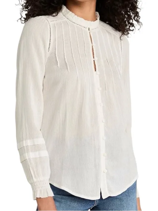 Faherty Willa Organic Cotton Top Ice Blue Size Large - Image 2