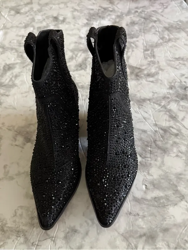 Jessica Simpson Black Crystal Western Ankle Boots - Image 3