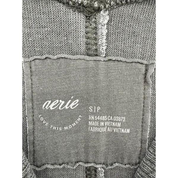 Aerie Wonder Textured V-Neck Sweatshirt Gray Small Oversized Waffle Knit Lounge - Image 5