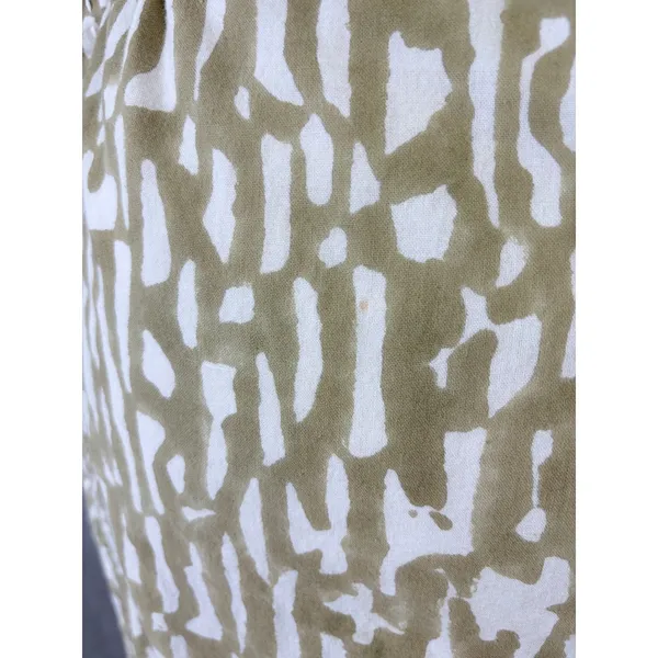 MIRTH‎ Olive Block Print Cotton Midi Dress Kantha Stitch Integrated Belt L - Image 11