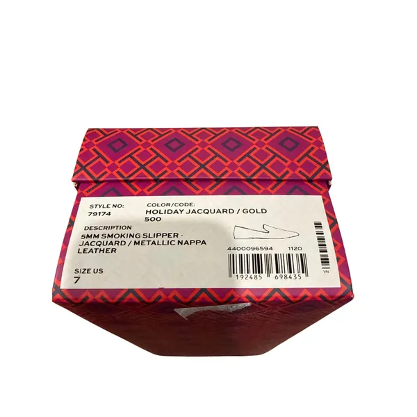 Tory Burch Jacquard Smoking Slipper Loafer Plum Gold Floral Size 7 NIB‎ - Image 10