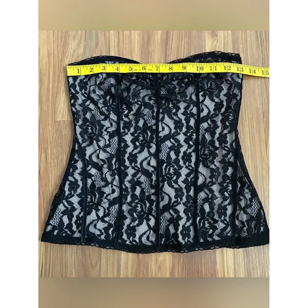 Express Black Lace Corset Bustier Top Strapless Goth Y2K Coquette Sizw S - Image 9