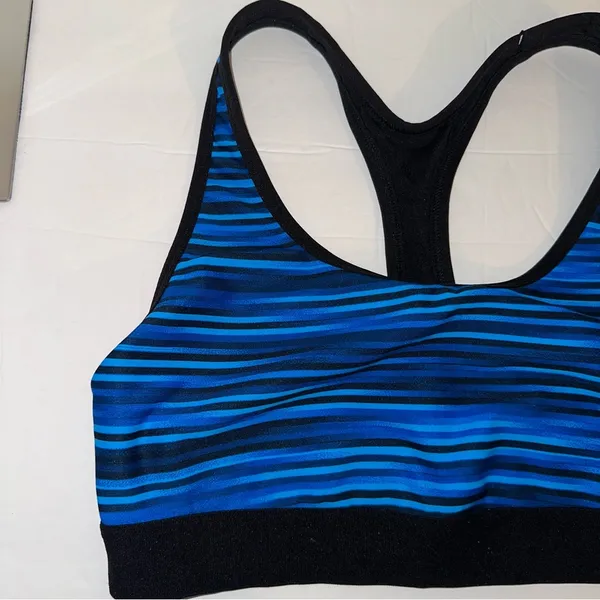 Hanes Blue and Black Striped Sports Bra size XL - Image 2