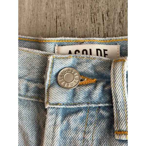 AGOLDE Micah Boyfriend Denim Shorts Swapmeet Distressed Raw Hem Womens Size 24 - Image 5