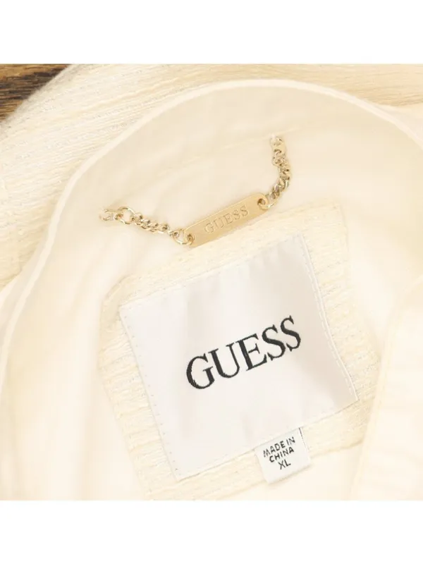 NEW Guess Elsie Tweed Mix Denim Jacket W5GL23WH610-F0ED White Tweed Combo XL - Image 7