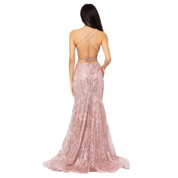 Blondie Nites Juniors Glitter Sequined Corset-Bodice Gown 3960BN Rose Pink 13 - Image 7