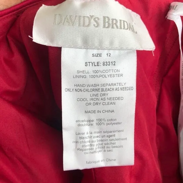 David’s Bridal Red Strapless Fit Flare Dress Sz 12 Romantic Coquette Party Cocktail Wedding Guest Y2K Pleated bust, ruched waist, full A-line skirt, and back zipper. Romantic coquette, feminine, elegant, vintage-inspired, Y2K, timeless, cocktail, party, wedding guest, bridesmaid, homecoming, prom, Valentine’s Day, Christmas, holiday, date night, engagement, rehearsal dinner, semi-formal, formal, special occasion. - Image 5