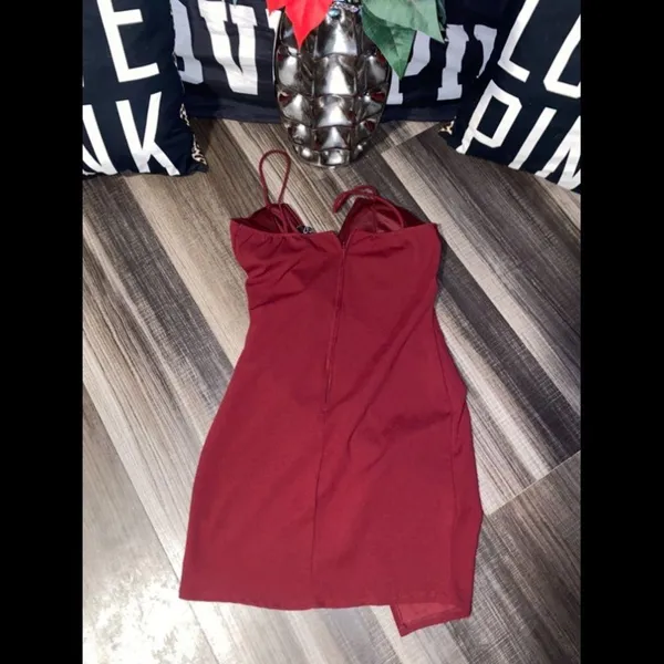 Windsor Red Ruched Spaghetti Strap Mini Dress - Image 7