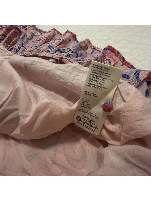 Anthropologie Peregrine Boho Floral Paisley Mini Dress S Small Pink Multi Color - Image 8