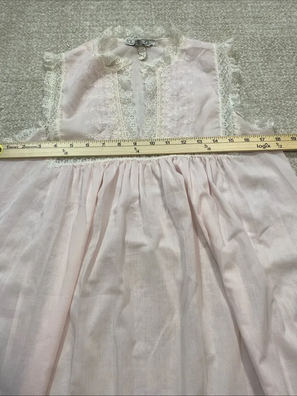 Vintage Christian Dior Lingerie Pink Lace Coquette Long Nightgown 70s 80s Size S - Image 11