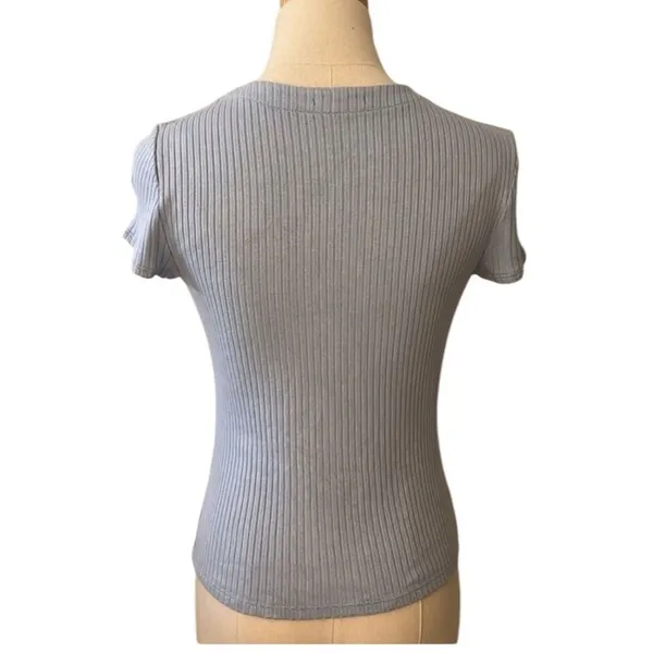 Reformation Nella Ribbed Stretch-tencel Modal Top In Blue XS OBX - Image 4