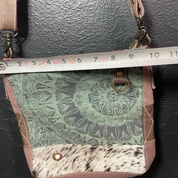 Myra Bag Southwestern‎ Boho Canvas Leather Fringe Crossbody Bag - Image 6
