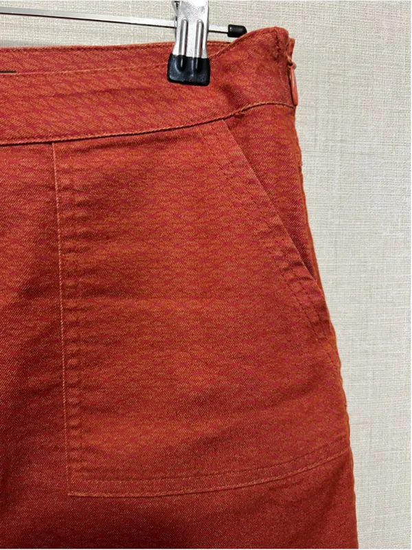 prAna Rust Orange Textured Mini Skirt With Front Patch Pockets - Image 2