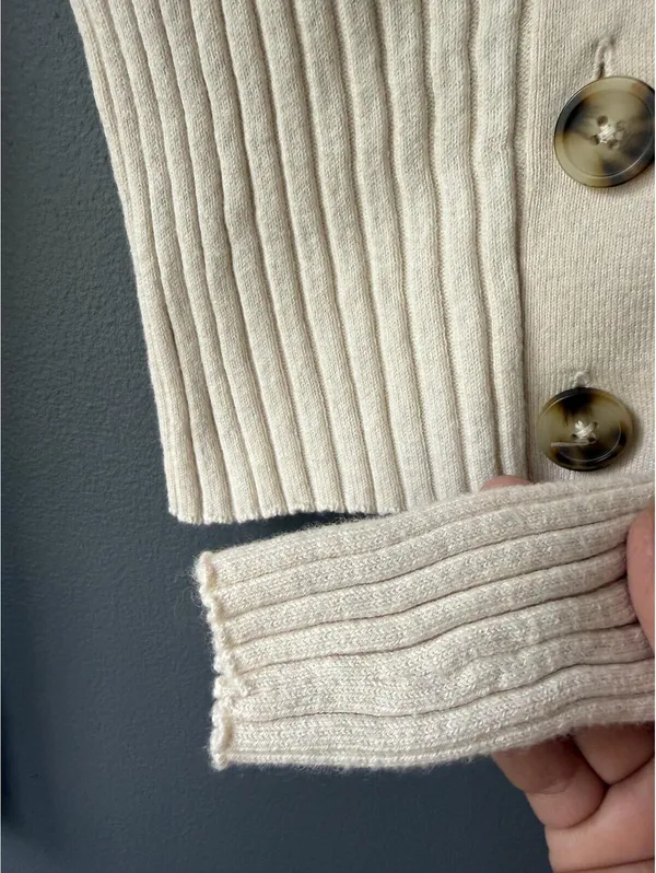 Madewell Cream Ribbed Button Front Cropped Cardigan Sweater XXS - Image 6