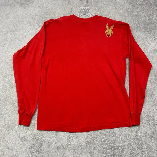 Vintage Fruit of the Loom Shirt‎ XL Red Christmas Santa Reindeer Applique USA - Image 6