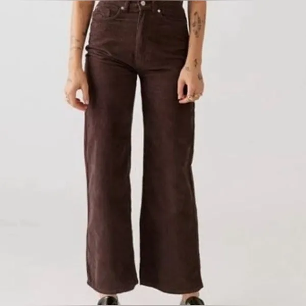 BDG Urban Outfitters‎ High & Wide Corduroy Pants Size 26 in Brown/Purple - Image 3