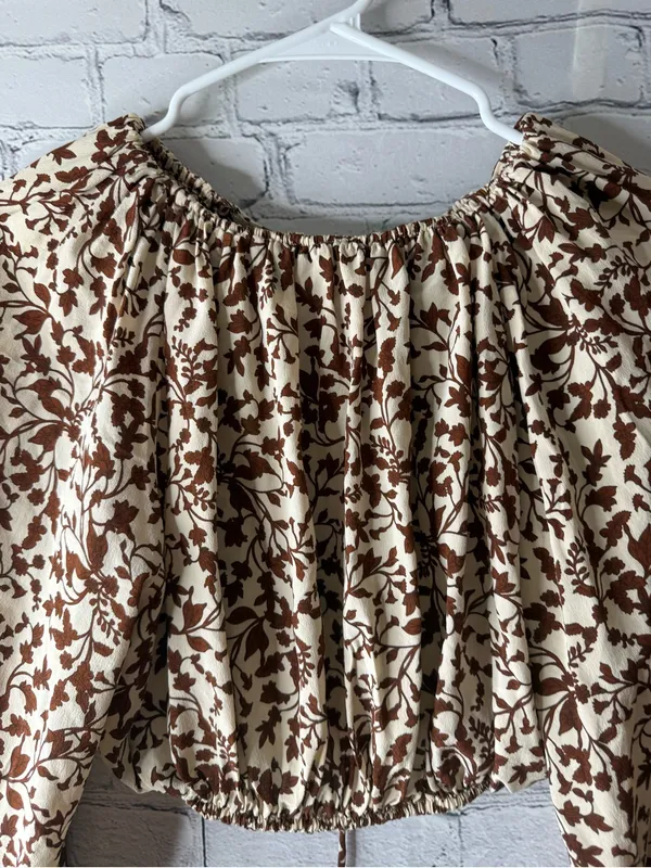 Matteau floral silk crop top size 2 Brown - Image 3