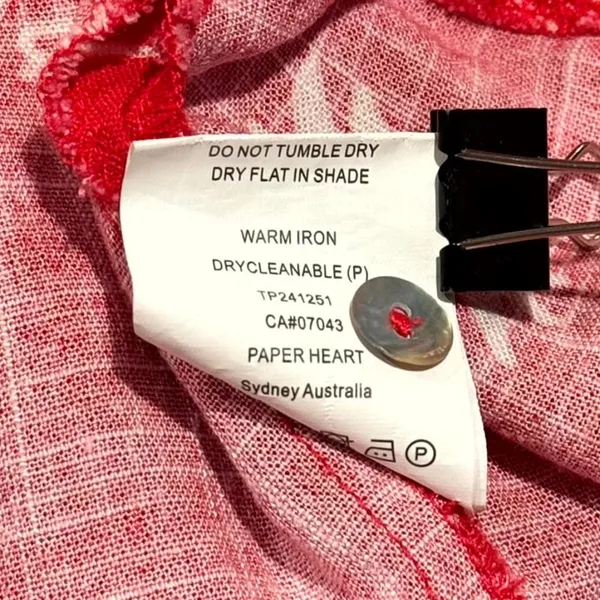 Linen Blend Mini Dress Tequila Red Coastal Vacation Beach Resort Paper Heart S - Image 6