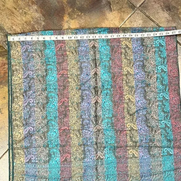 Women’s Multicolor Stripe Fringe Scarf Purple - Image 3