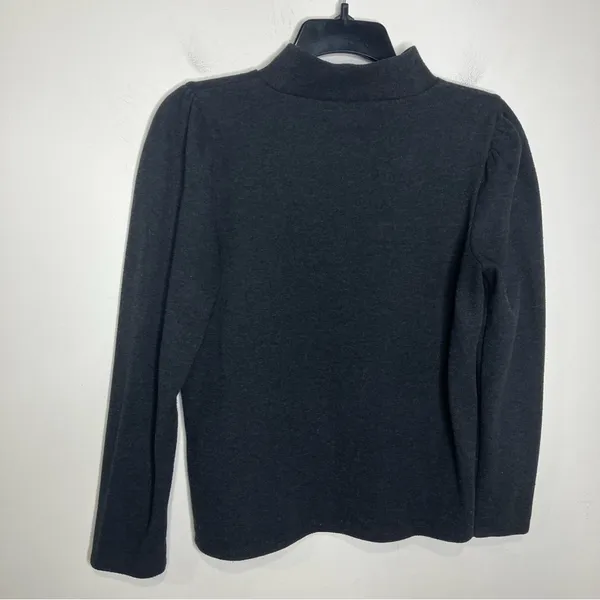 Madewell mock neck black ribbed top with puffed‎ sleeves size medium - Image 6