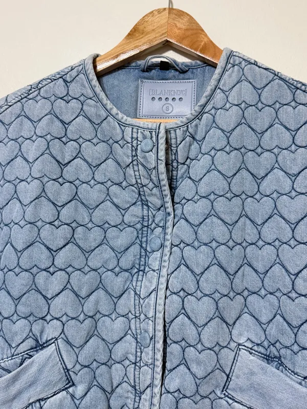 NEW Blank NYC Quilted Heart Jacket Size Small NWT Blue - Image 5
