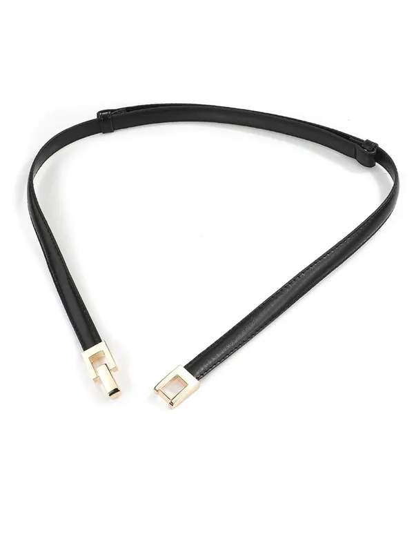 NWT!! Glamorstar Adjustable Skinny Belt in Black with Gold Hardware - Image 6