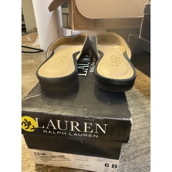 Lauren RALPH LAUREN Womens NEW Londyn‎ Black Suede Mules Flats Size 6 - Image 5
