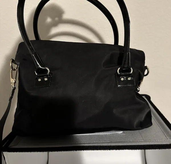 Kate Spade NY Carmen Black Nylon Convertible Fold Flap Satchel Bag w Crossbody - Image 4