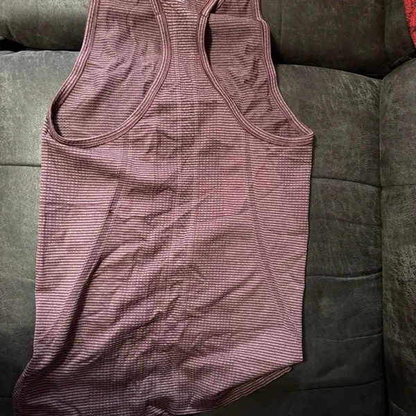 Lululemon Athletica Maroon and Gray Striped Top - Image 3
