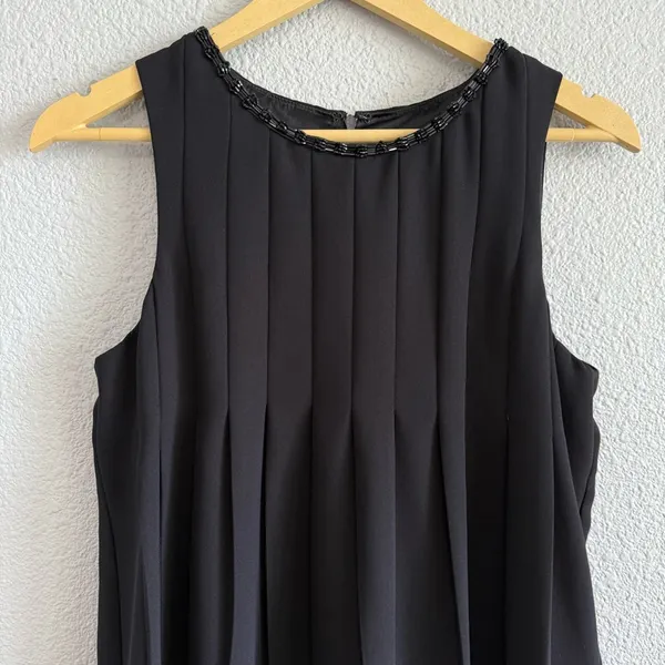 ABS Embellished Neckline Mini Dress Size 6 EUC Pockets‎ Pleated - Image 2
