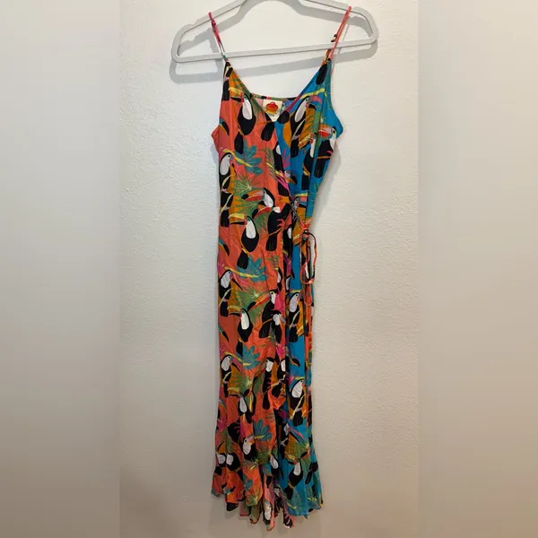 Farm Rio Anthropologie Toucans Wrap Maxi Dress‎ Size XS - Image 4
