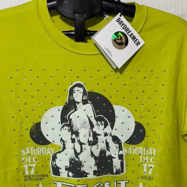 Daydreamer Small The Cut Rhinestone Graphic Tee Green Cotton NWT - Image 6