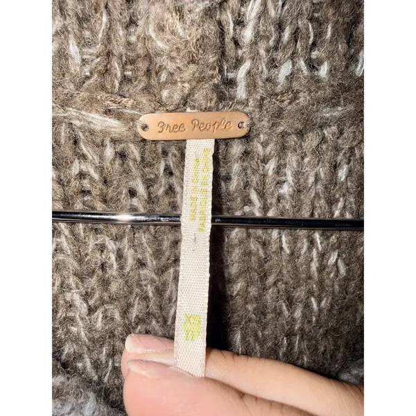 Free People Sz XS Cardigan Hooded Sweater Wool Blend Chunky CottageCore Boho Y2K - Image 4