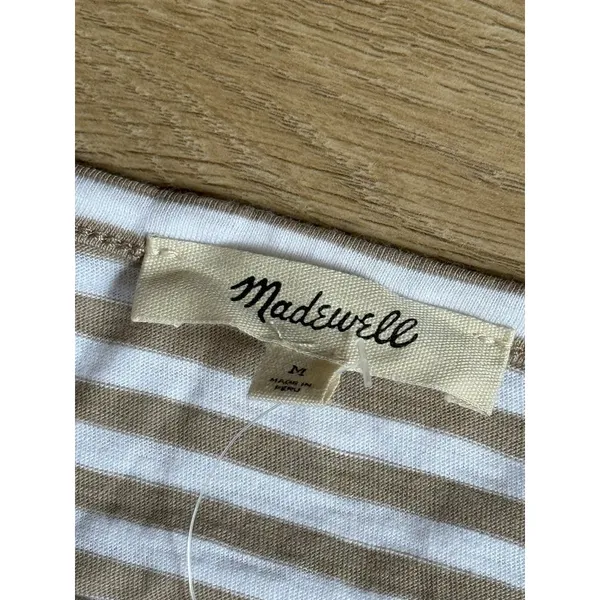 NWT Madewell Ruched Crewneck Long-Sleeve Tee in Soft Slub coastal dume size M - Image 4